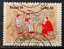 C 1745 Selo Folclore na Baixada Santista Leonardo Mota Musica 1991 Circulado 1
