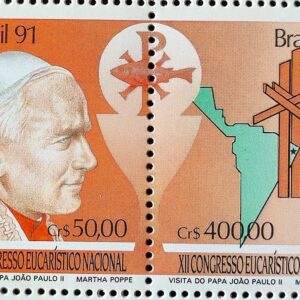 C 1749 Selo Congresso Eucaristico Papa Joao Paulo II Religiao 1991 Serie Completa