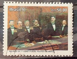 C 1751 Selo 100 Anos Constituicao Politica Direito 1991 Circulado 1