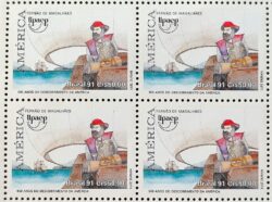 C 1753 Selo UPAEP Descobrimento da America Mapa Fernao de Magalhaes 1991 Quadra