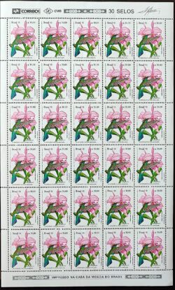 C 1755 Selo BRAPEX Beija Flor Orquidea Filatelia Servico Postal 1991 Folha Serie Completa