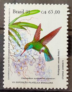 C 1756 Selo BRAPEX Beija Flor Orquidea Filatelia Servico Postal 1991