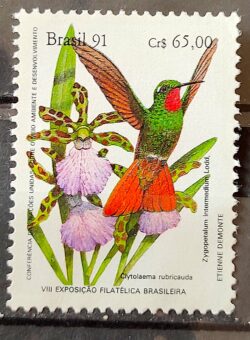 C 1757 Selo BRAPEX Beija Flor Orquidea Filatelia Servico Postal 1991