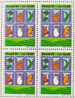 C 1762 Selo 100 Anos Secretaria de Agricultura e Abastecimento Sao Paulo Economia Orgao Publico Governo 1991 Quadra