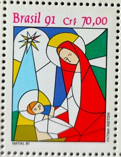 C 1765 Selo Natal Religiao Jesus Nossa Senhora 1991
