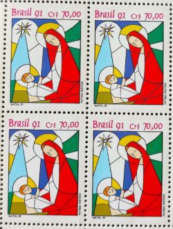 C 1765 Selo Natal Religiao Jesus Nossa Senhora 1991 Quadra
