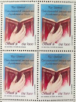 C 1767 Selo Acao de Gracas Biblia Religiao 1991 Quadra