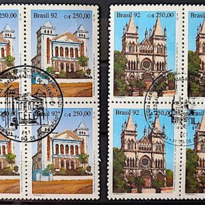 C 1771 Selo Arquitetura Religiosa Igreja Catedral Presbiteriana e Batista 1992 Quadra CBC RJ Serie Completa 1