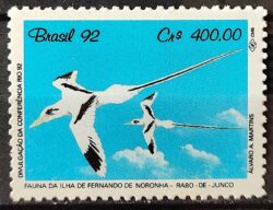 C 1776 Selo Conferencia Rio 92 Fauna Fernando de Noronha Ave Passaro 1992