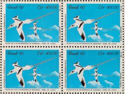 C 1776 Selo Conferencia Rio 92 Fauna Fernando de Noronha Ave Passaro Golfinho 1992 Quadra Serie Completa
