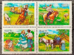 C 1778 Selo ARBRAFEX Argentina Costumes Gauchos Musica Gaita 1992 Serie Completa