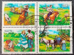 C 1778 Selo ARBRAFEX Argentina Costumes Gauchos Musica Gaita 1992 Serie Completa Circulado 1