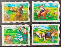 C 1778 Selo ARBRAFEX Argentina Costumes Gauchos Musica Gaita 1992 Serie Completa Circulado 2
