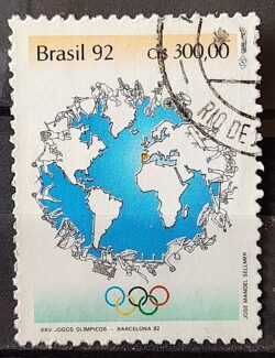 C 1786 Selo Olimpiadas de Barcelona Espanha Mapa Esporte 1992 Circulado 3