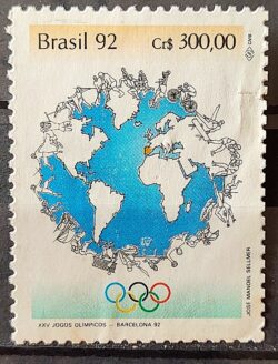 C 1786 Selo Olimpiadas de Barcelona Espanha Mapa Esporte 1992 Circulado 4