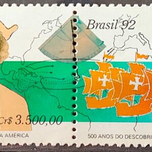 C 1788 Selo UPAEP Descobrimento da America Cristovao Colombo Mapa Navio Espanha 1992