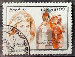 C 1795 Selo Expedicao Longsdorff Meio Ambiente Taunay Indio 1992 Circulado 3