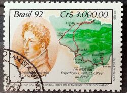 C 1797 Selo Expedicao Longsdorff Meio Ambiente Mapa 1992 Circulado 2