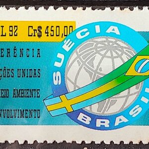 C 1798 Selo Conferencia ECO 92 Rio de Janeiro Suecia Bandeira Meio Ambiente 1992 1