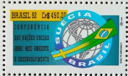 C 1798 Selo Conferencia ECO 92 Rio de Janeiro Suecia Bandeira Meio Ambiente 1992 Serie Completa