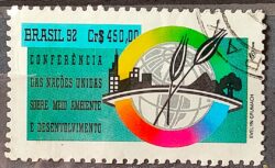 C 1799 Selo Conferencia ECO 92 Rio de Janeiro Meio Ambiente 1992 Circulado 1
