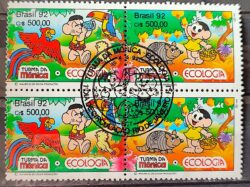 C 1803 Selo Turma da Monica Desenho Infantil Crianca Cascao 1992 Quadra CBC RJ