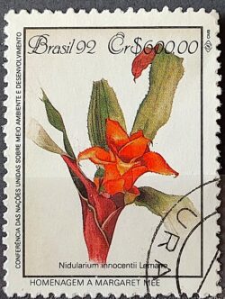 C 1805 Selo Conferencia Meio Ambiente Mata Atlantica Margaret Mee Nidularium 1992 Circulado 2