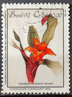 C 1805 Selo Conferencia Meio Ambiente Mata Atlantica Margaret Mee Nidularium 1992 Circulado 4
