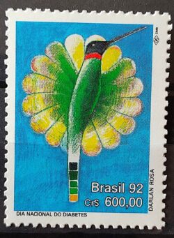 C 1809 Selo Dia Nacional do Diabetes Saude Beija Flor Ave Passaro 1992