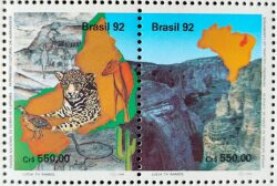 C 1811 Selo Parque Serra da Capivara Onca Mapa Ave Arte Rupestre 1992