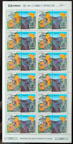 C 1811 Selo Parque Serra da Capivara Onca Mapa Ave Arte Rupestre 1992 Folha