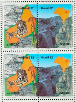 C 1811 Selo Parque Serra da Capivara Onca Mapa Ave Arte Rupestre 1992 Quadra