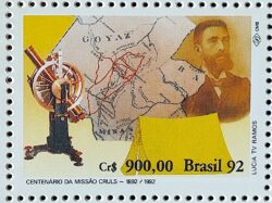 C 1823 Selo 100 Anos Missao Cruls Pesquisa Ciencia 1992