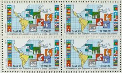 C 1842 Selo Conferencia Ibero Americana Chefe de Estado Mapa Bandeira 1993 Quadra