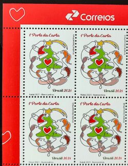 C 4019 Selo Reecontros Natal 2021 Quadra Com Vinheta Correios