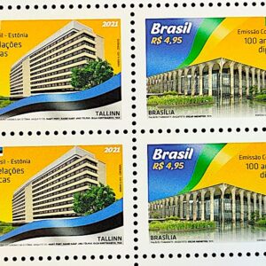 C 4024 Selo Relacoes Diplomaticas Brasil Estonia Brasilia Talin Mao Itamaraty Bandeira 2021 Quadra
