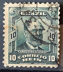 Selo Regular Cod RHM 136 Alegoria Republicana Jornalista Aristides Lobo 1915 Circulado 10