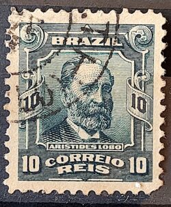 Selo Regular Cod RHM 136 Alegoria Republicana Jornalista Aristides Lobo 1915 Circulado 7