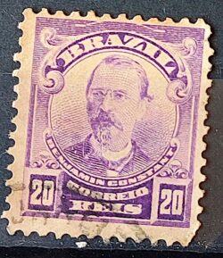 Selo Regular Cod RHM 137 Alegoria Republicana Jornalista Benjamin Constant Militar 1906 Circulado 10