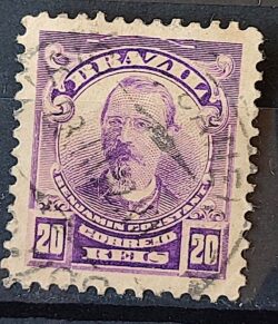 Selo Regular Cod RHM 137 Alegoria Republicana Jornalista Benjamin Constant Militar 1906 Circulado 12