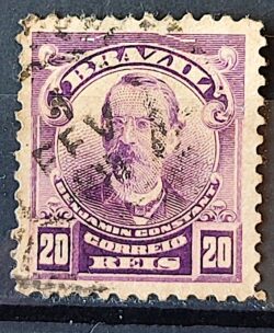 Selo Regular Cod RHM 137 Alegoria Republicana Jornalista Benjamin Constant Militar 1906 Circulado 13