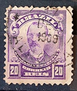 Selo Regular Cod RHM 137 Alegoria Republicana Jornalista Benjamin Constant Militar 1906 Circulado 17