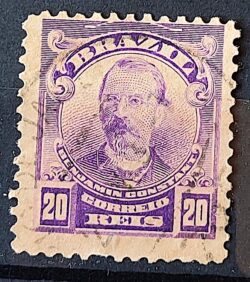 Selo Regular Cod RHM 137 Alegoria Republicana Jornalista Benjamin Constant Militar 1906 Circulado 18