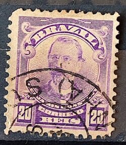 Selo Regular Cod RHM 137 Alegoria Republicana Jornalista Benjamin Constant Militar 1906 Circulado 3
