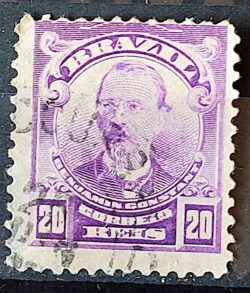 Selo Regular Cod RHM 137 Alegoria Republicana Jornalista Benjamin Constant Militar 1906 Circulado 4