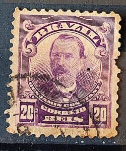 Selo Regular Cod RHM 137 Alegoria Republicana Jornalista Benjamin Constant Militar 1906 Circulado 6