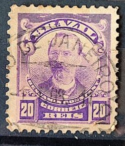 Selo Regular Cod RHM 137 Alegoria Republicana Jornalista Benjamin Constant Militar 1906 Circulado 7