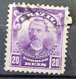 Selo Regular Cod RHM 137 a Alegoria Republicana Jornalista Benjamin Constant Militar 1915 Circulado 12