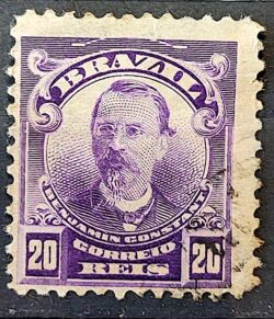 Selo Regular Cod RHM 137 a Alegoria Republicana Jornalista Benjamin Constant Militar 1915 Circulado 13