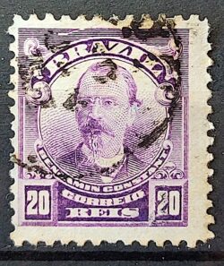 Selo Regular Cod RHM 137 a Alegoria Republicana Jornalista Benjamin Constant Militar 1915 Circulado 14